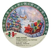 Сувенир, Gift-and-Home, Подставка под горячее, Рождественские Подарки d=17см, пробка