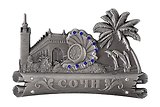 Магнит фигурный Ж-д.вокзал,Жемчужина часы,Дельфины (металл) (Сочи) (027-1ATN-135K02)