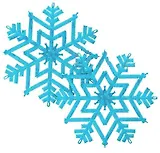 Набор пластиковых украшений "Снежинки с блестками", 18 см, 2 штуки