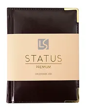 Ежедневник дат. 2026г. А6 176л "Status" вишневый, 7Б, тв.переплет, иск.кожа, обл.поролон, мет.уголки, тонир.блок, цв.торец, ляссе, инд.уп