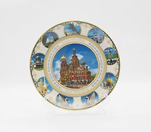 Тарелка фарфор Спас-на-Крови коллаж на синем 20 см [PL8-2000001]