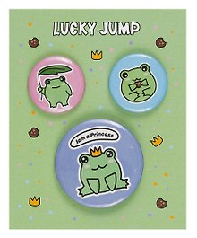 Набор значков «Лягушки. Lucky Jump», металл, 2 штуки 25 мм, 1 штука 38 мм