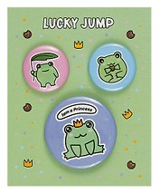 Набор значков «Лягушки. Lucky Jump», металл, 2 штуки 25 мм, 1 штука 38 мм