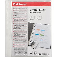 Папка -вкладыш «Glossy Clear» А4, 100 шт/уп, 60 мкм, прозрачная, Erich Krause
