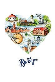 Открытка 10*15 Выборг акварель Сердце О/212/001