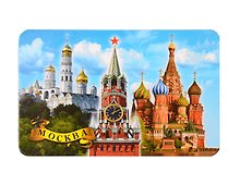 Магнит Москва Коллаж Спасская башня - ХВБ - Колокольня Ивана Великого (винил) (030-1-19K7)