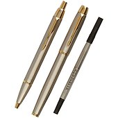Подарочный набор Parker, IM Brushed Metal GT, ручка шариковая и ручка-роллер черные - 2