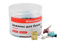 Зажимы для бумаг GoodMark, 15 мм, 40 штук, черные