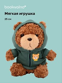 Мягкая игрушка Мишка (25см) (в зеленом худи) (коричневый) (12-202602-MSH10/2)