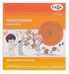 Пластилин «Оранжевое солнце», 12 цветов, 172 г, ГАММА