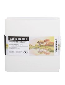 Скетчбук 12*12 60 л "Sketchmarker" Vellum & White белый, 180г/м2, молочная бумага + 60 л , 140г/м2, белая бумага,  мягк. обл.
