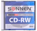 Диск CD-RW 700Mb 4-12x, пласт.пенал, 1шт, Sonnen