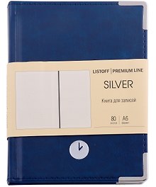 Записная книжка «Silver. Синий» А6, 80 листов в клетку, кожзам, Listoff