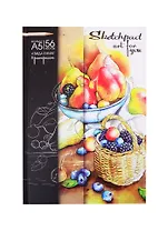 Скетчбук А5 145*210 56л "Фрукты" белая, зелёная, крафт-бумага, чёрная бумага 100 г/м2, 120 г/м2, 80 г/м2, тв.обложка