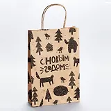 Пакет подарочный Лес 1 крафт, А4,80 г/м2, 22*32*7см