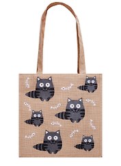 Сумка джутовая M Коты (32х34х18) (12-Eline-4-M)