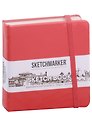 Скетчбук 12*12, 80 листов "Sketchmarker" красный, нелинованный, 140г/м2, слоновая кость