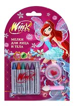 Мелки для тела 06цв металлик, с блестками, аппликатор, блистер, WINX