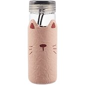 Бутылка в чехле пвх Котик с ушками (стекло) (360мл) (12-07599-BL-2001) - 0
