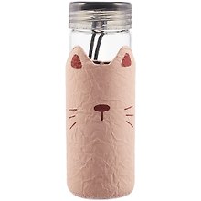 Бутылка в чехле пвх Котик с ушками (стекло) (360мл) (12-07599-BL-2001)