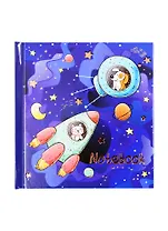 Записная книжка 105*105 48л "КОСМИЧЕСКИЕ ТУРИСТЫ" тв.переплет, тиснение фольгой, глянц.ламинация