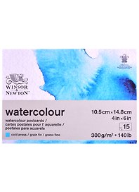 Альбом-склейка для акварели "Watercolour Paper" А6, 15л, 300г/м2, холодный пресс, Winsor&Newton