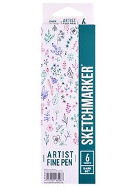 Ручки капиллярные 6цв Artist fine pen Dark colors, к/к, Sketchmarker