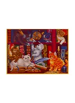 Алмазная мозаика ТМ Рыжий Кот 40х50см с подрамником с полным заполнением (блест.) (32 цв.) ИГРИВЫЕ КОТЯТА В БИБЛИОТЕКЕ
