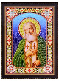 Алмазная мозаика на подрамнике Икона Серафима Саровского (BH07) (30х40см) (c част.зап.) (блест.)