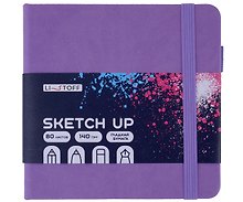 Скетчбук «Sketch Up. Фиалковый» 140*140, 80 листов, белый офсет 100г/м2