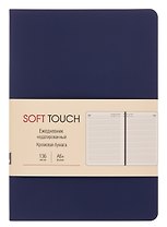 Ежедневник недат. А6+ 136л "SOFT TOUCH" ночной синий, интегр.переплет, иск.кожа, тонир.блок, скругл.углы, запечат.торец, ляссе, инд.уп