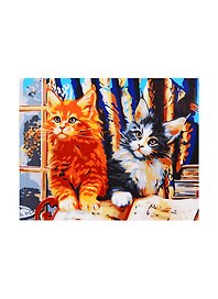 Картина-раскраска по номерам «Милые котики», 17 х 22 см, 14 цветов, Рыжий Кот