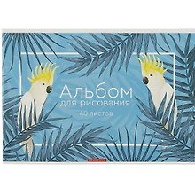 Альбом для рисования «Белые попугаи» Academy Style А4, 40 листов, скрепка