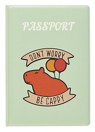 Обложка для паспорта Капибара Don’t worry be cappy (ОП2023-408)