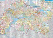 Настенная карта Республики Татарстан. Карта автодорог и населённых пунктов. Достопримечательности (плакат 1.50 х 1.07 м, в 1 см 2.82 км)