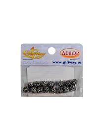 Фурнитура металл бусина Афродита серебро (00009411) (15шт) (8х7мм) (10г) (упаковка)