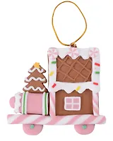 Новогоднее подвесное украшение Пряничный паровозик (полимерная глина) (8х8)