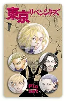 Набор значков Токийские мстители. Токийская группировка Мандзи (металл) (5 штук)