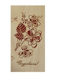 Открытка деревянная Поздравляем Цветы (31611-46) (Эстетика)