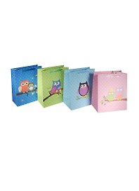 Пакет подарочный бумажный А3 32*42*11.5 "Совы.Owls горошек", детский, матовый ламинат, Kairui