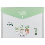 Папка-конверт А4 "Sweet dream Cactus" пластик, ассорти