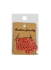 Серьги с кружевом 2см на подложке (11000101) (красный) (упаковка)