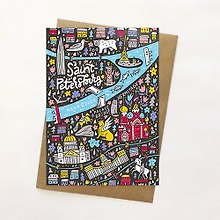 Открытка, Веселая карта Петербурга 14,8*10,5см, с конвертом из крафт-бумаги
