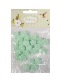 Цветочки пластиковые, 1.3 см, 25 шт/пакет, мятные (11-08631-2)