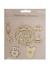 Деревянные украшения «Baby Boy», Рукоделие, 7 штук