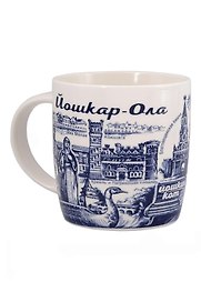 Кружка фарфор рисунок синий Йошкар-Ола (350 мл) (060-2-118)