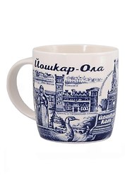 Кружка фарфор рисунок синий Йошкар-Ола (350 мл) (060-2-118)