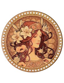 Подставка под кружку Девушка с цветочным венком (керамика) (10,5см) (ПВХ бокс) (12-07650-788)