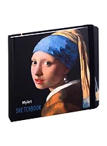 Скетчбук 200*200 80л "Ян Вермеер. Девушка с жемчужной серёжкой" белый офсет 100г/м2, тв.подложка