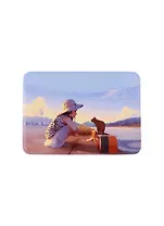 Чехол для карточек горизонтальный Аниме Девушка с кошкой у реки (цветная)